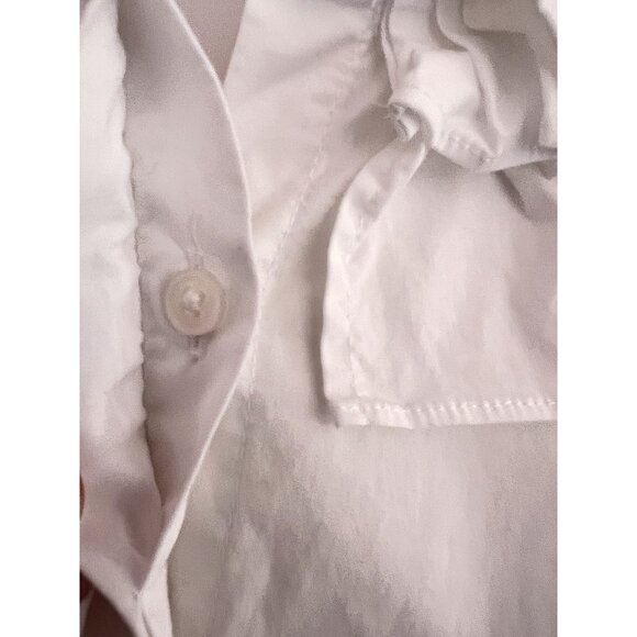 Banana Republic Size 10 Top White Sleeveless Riley Ruffle Stretch Cotton Buttons - Picture 9 of 15